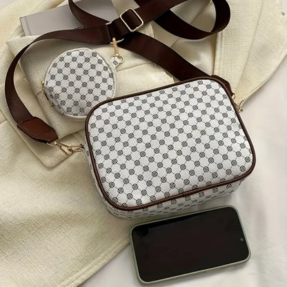 Conjunto de bolsa geométrica crossbody - Mini bolsa com porta-moedas, couro sintético 
