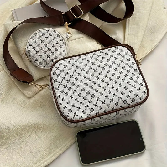 Conjunto de bolsa geométrica crossbody - Mini bolsa com porta-moedas, couro sintético 