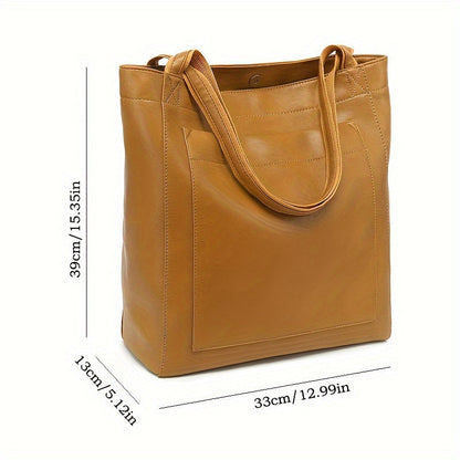 Retro-Tragetasche in Volltonfarbe – Ölleder PU, Umhängetasche mit mehreren Taschen