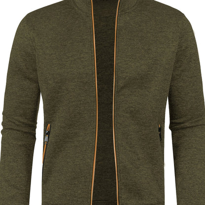 Herren-Cardigan mit Reißverschluss, lässiger Pullover für Herbst/Winter