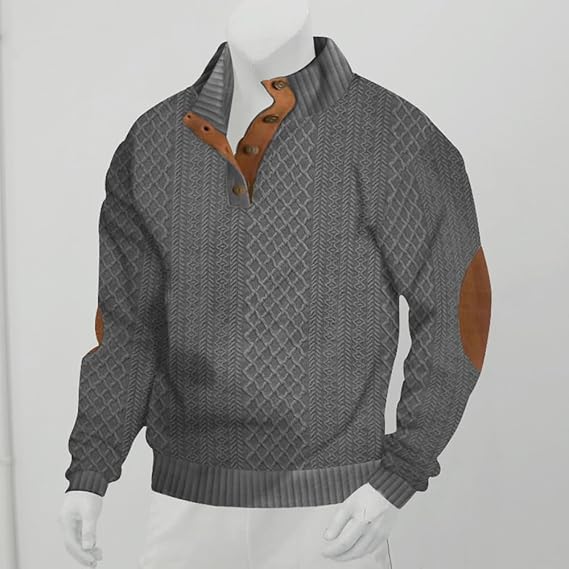 Lässiger Jacquard-Strickpullover mit Stehkragen für Herren