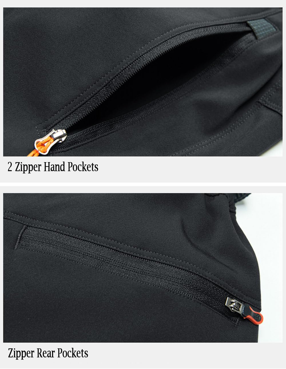 Calças de caminhada masculinas, de secagem rápida, resistentes à água, leves, para trabalho ao ar livre, com bolsos com zíper