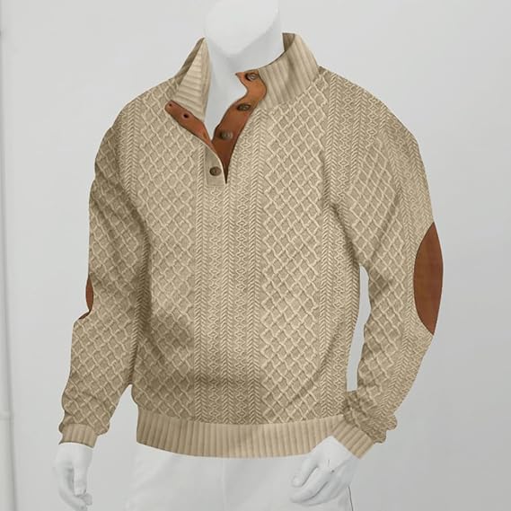 Lässiger Jacquard-Strickpullover mit Stehkragen für Herren