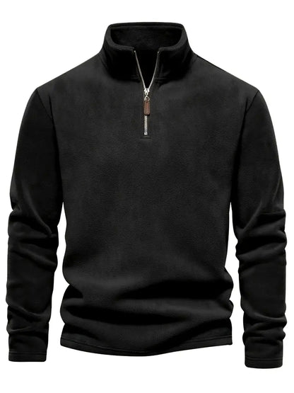 Camisa Henley de lã masculina de outono e inverno - Pulôver com gola alta e meio zíper - Perfeito para clima frio e atividades ao ar livre