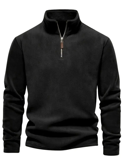 Camisa Henley de lã masculina de outono e inverno - Pulôver com gola alta e meio zíper - Perfeito para clima frio e atividades ao ar livre