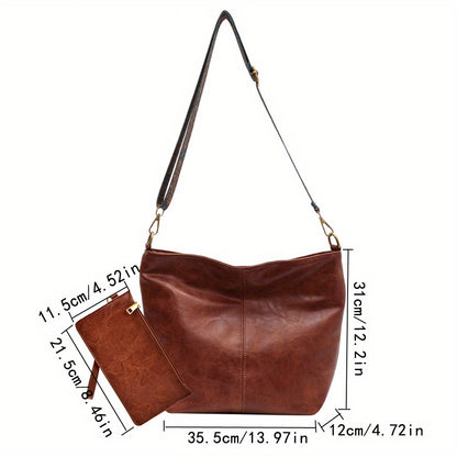 Bolsa Hobo com Alça Geométrica - Grande Capacidade, Retro Crossbody