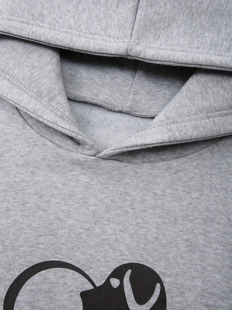 Dog & Heart Paw Print Hoodie – Casual Long Sleeve Sweatshirt