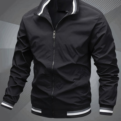 Klassische Bomberjacke mit Baseballkragen für Herren, Windbreaker für Frühling/Herbst