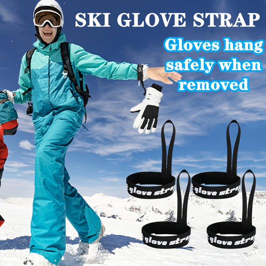 2-Pack/4-Pack Black Polyester Ski Glove Straps, Knit Fabric Wristbands for Secure Glove Hanging, Winter Outdoor Skiing Accessories, Suitable for Comprehensive Training, Ideal Gift for New Year and Valentine'S Day