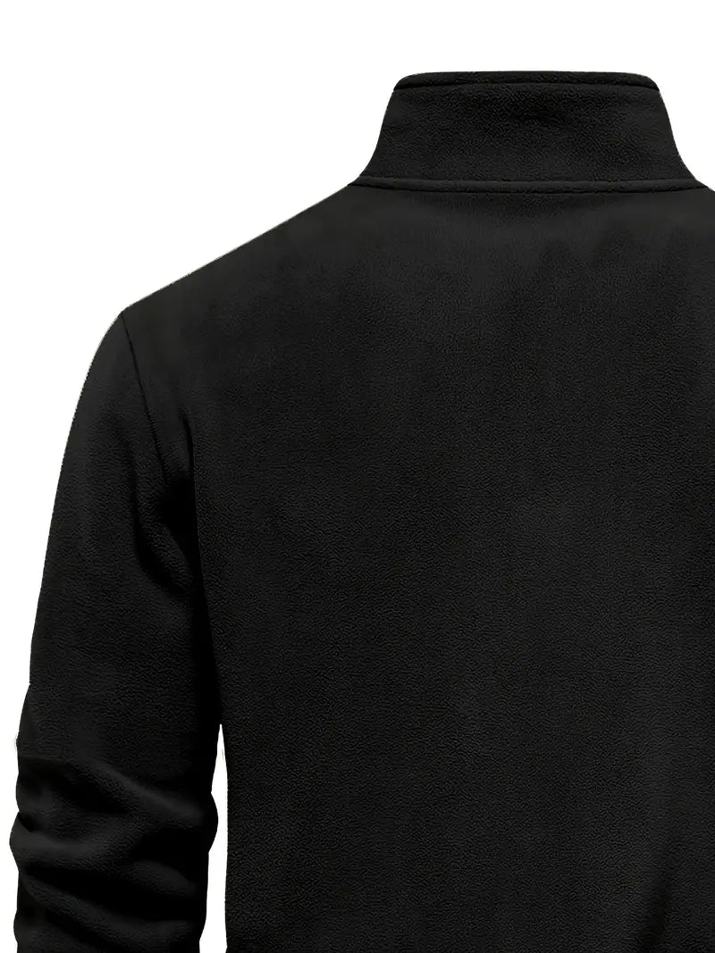 Camisa Henley de lã masculina de outono e inverno - Pulôver com gola alta e meio zíper - Perfeito para clima frio e atividades ao ar livre