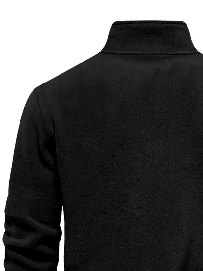 Camisa Henley de lã masculina de outono e inverno - Pulôver com gola alta e meio zíper - Perfeito para clima frio e atividades ao ar livre