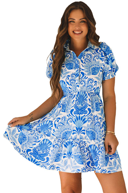 Vestido curto estampado floral retrô