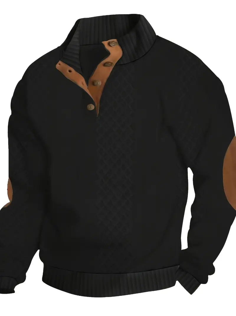 Lässiger Jacquard-Strickpullover mit Stehkragen für Herren