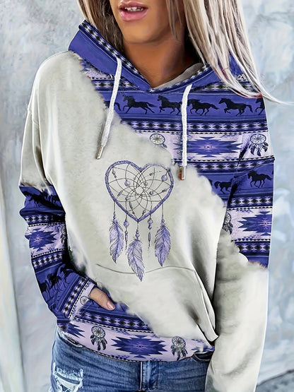 Bohemian Dreamcatcher Hoodie, Round Neck, All Seasons.