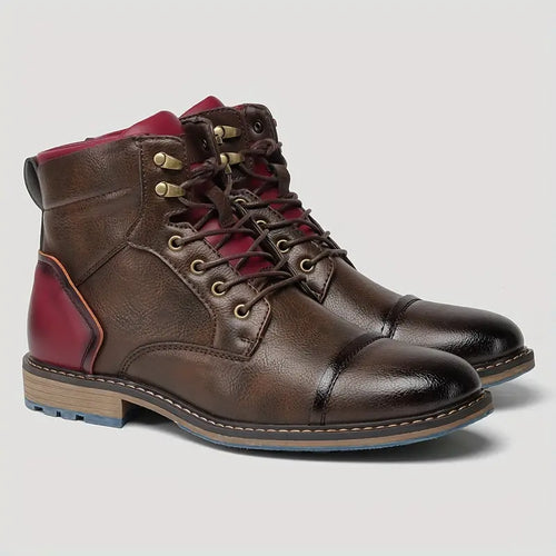 Herren Oxford-Stiefel mit Kappe, Stiefeletten, formelle Kleidung, Outdoor-Schuhe für Party, Büro, Hochzeit