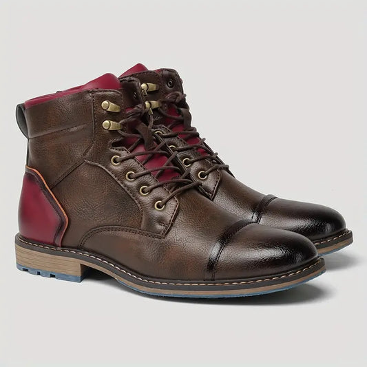 Herren Oxford-Stiefel mit Kappe, Stiefeletten, formelle Kleidung, Outdoor-Schuhe für Party, Büro, Hochzeit