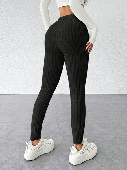 Einfarbige Leggings mit Kordelzug – lässig, dehnbar und eng anliegend für den Alltag