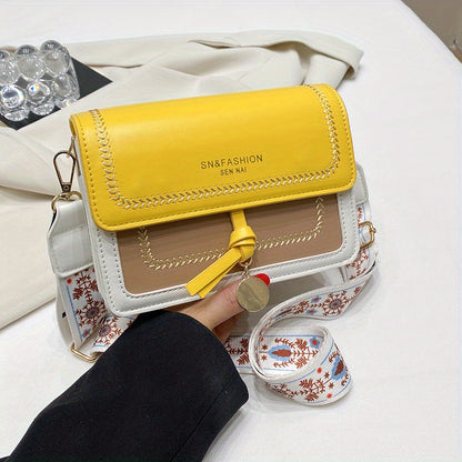 Bolsa de ombro com aba fashion - Bolsa transversal feminina com fivela e alça larga