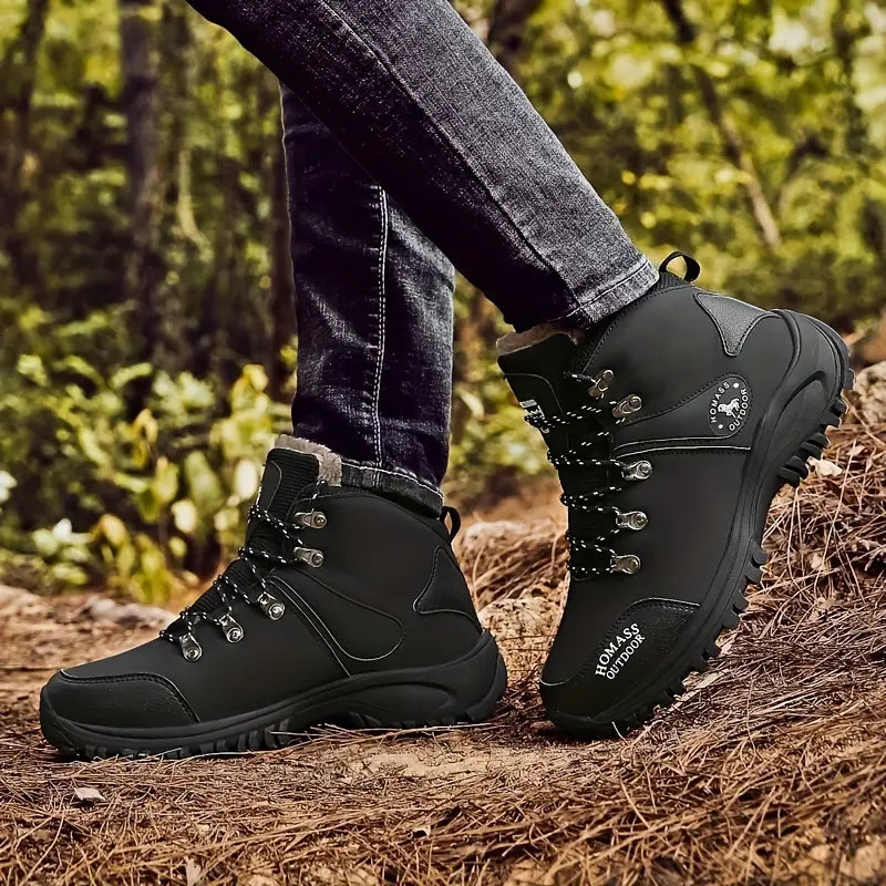 Thermo-Wanderschuhe für Herren mit Plüschfutter, rutschfeste Sneaker mit Fußgewölbeunterstützung für den Außenbereich