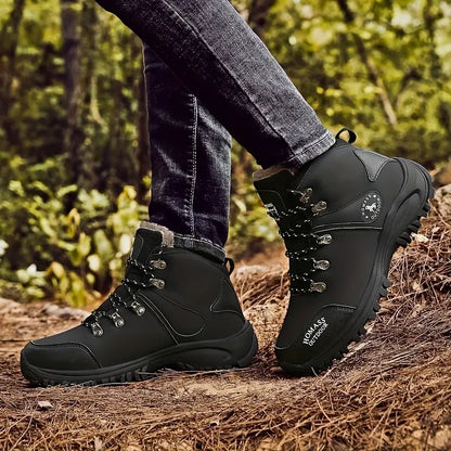Thermo-Wanderschuhe für Herren mit Plüschfutter, rutschfeste Sneaker mit Fußgewölbeunterstützung für den Außenbereich