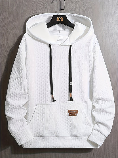Men's Solid Polyester Hoodie, Long Sleeve, Sports Style