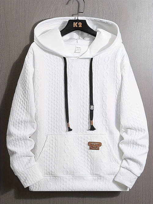 Men's Solid Polyester Hoodie, Long Sleeve, Sports Style