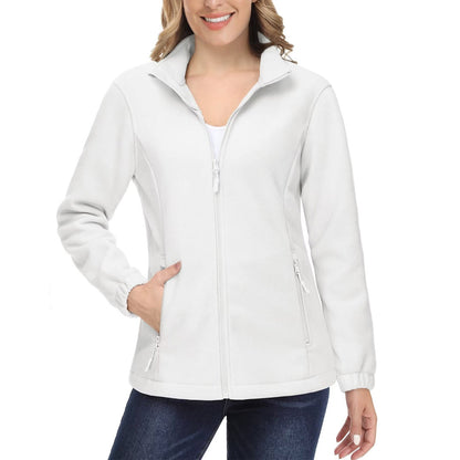 Damen Fleecejacke, weich, durchgehender Reißverschluss, warm, langärmelig, mit 2 Reißverschlusstaschen, Winterjacken 