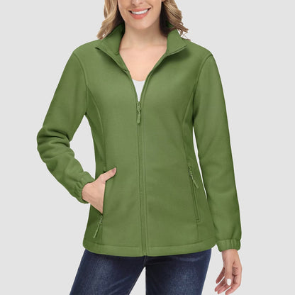 Damen Fleecejacke, weich, durchgehender Reißverschluss, warm, langärmelig, mit 2 Reißverschlusstaschen, Winterjacken 