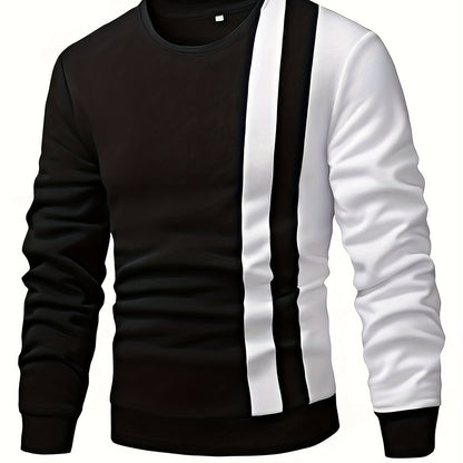 Color Block Casual Sweatshirt, Men's Crew Neck Fall/Winter Design