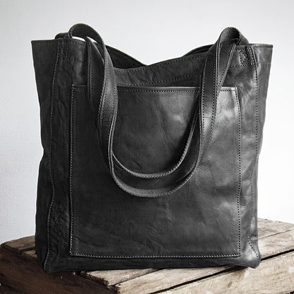 Retro-Tragetasche in Volltonfarbe – Ölleder PU, Umhängetasche mit mehreren Taschen