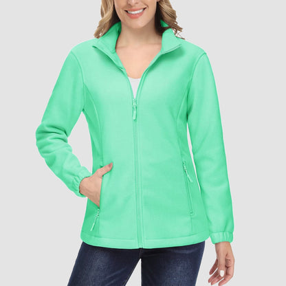 Damen Fleecejacke, weich, durchgehender Reißverschluss, warm, langärmelig, mit 2 Reißverschlusstaschen, Winterjacken 