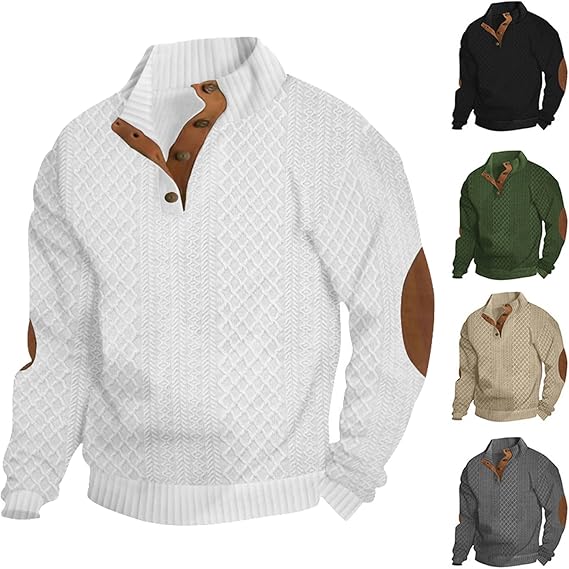 Lässiger Jacquard-Strickpullover mit Stehkragen für Herren
