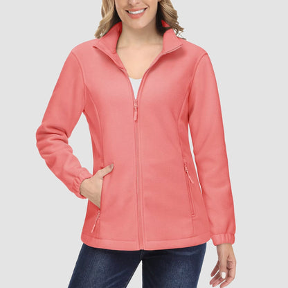 Damen Fleecejacke, weich, durchgehender Reißverschluss, warm, langärmelig, mit 2 Reißverschlusstaschen, Winterjacken 
