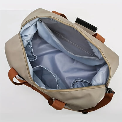 Large Capacity Travel Bag, Casual Outdoor Hiking Tote Bag, Nylon, Mixed Color, Random Printing, No Edge Paint, with Separation of Wet and Dry, for Women, Fitness, Yoga, Weekend Overnight