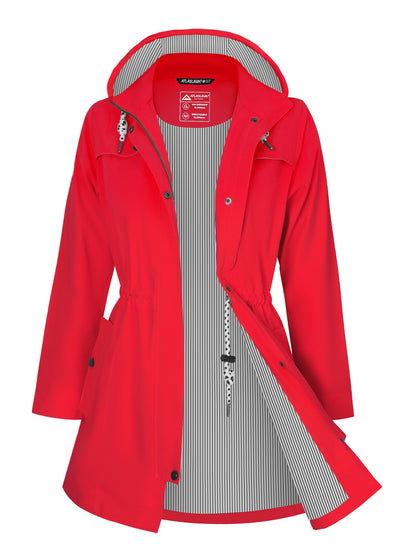 Women'S Lightweight Waterproof Rain Jacket with Hood - Casual Long Sleeve Windbreaker, Lightweight Trench Coat for Outdoor Use, Hooded Windbreaker