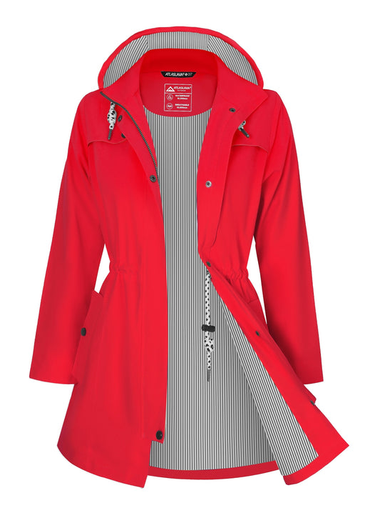 Women'S Lightweight Waterproof Rain Jacket with Hood - Casual Long Sleeve Windbreaker, Lightweight Trench Coat for Outdoor Use, Hooded Windbreaker