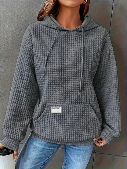 Cozy Waffle Knit Hoodie, Women's Long Sleeve Pullover for Fall/Winter.
