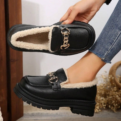 Ella™ – Warme, bequeme, klobige Loafer mit Fleecefutter