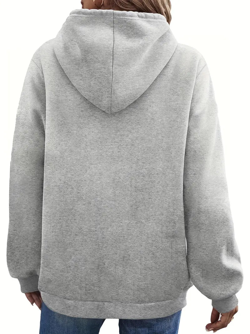 Letter Print Kangaroo Pocket Hoodie – Casual Long Sleeve Drawstring Sweatshirt