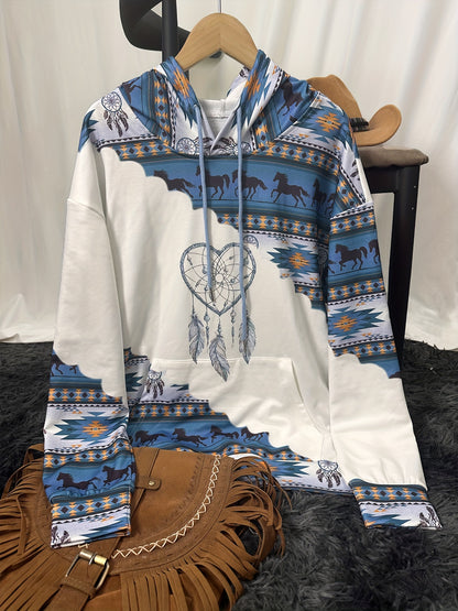Bohemian Dreamcatcher Hoodie, Round Neck, All Seasons.