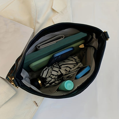 Bolsa Hobo com Alça Geométrica - Grande Capacidade, Retro Crossbody