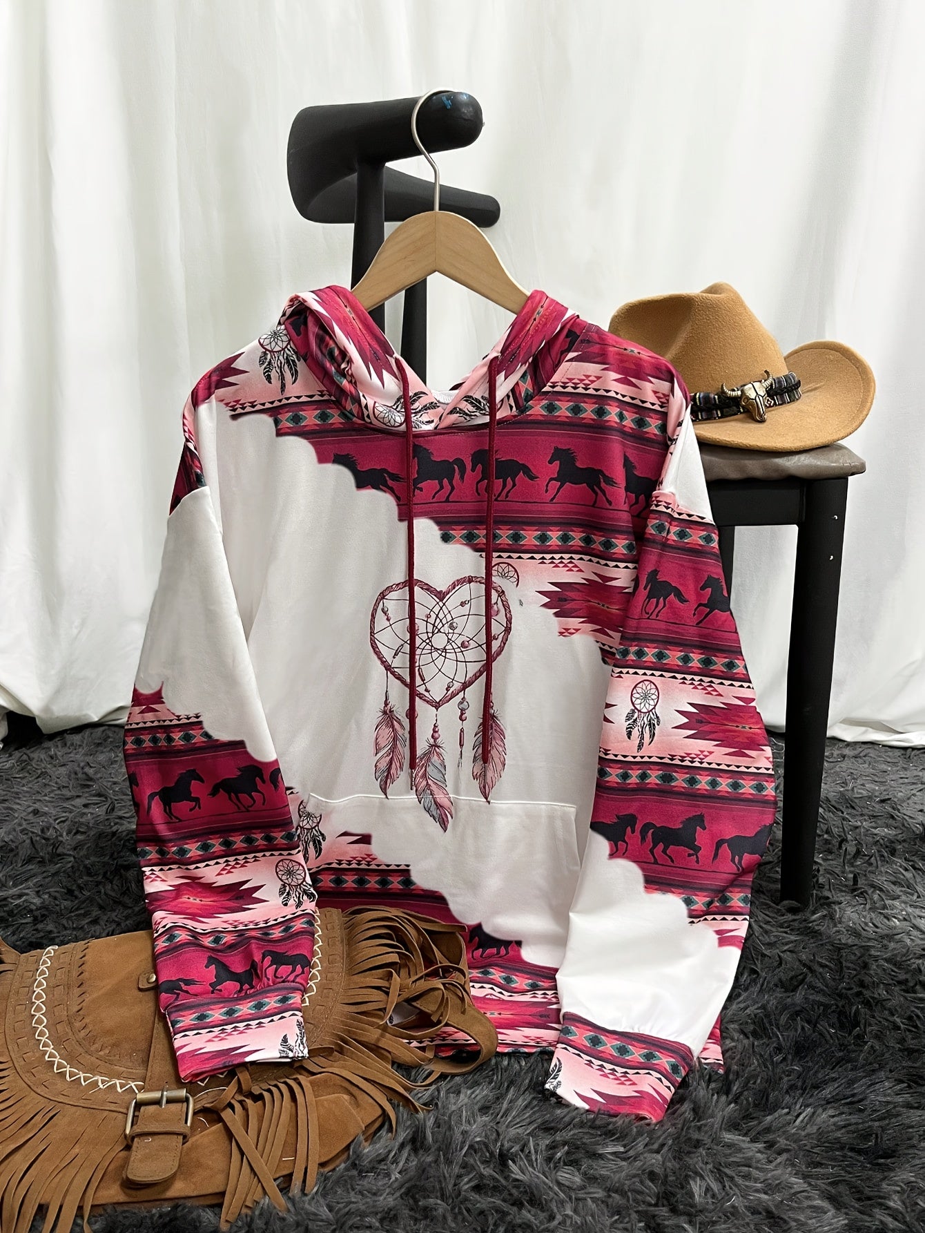 Bohemian Dreamcatcher Hoodie, Round Neck, All Seasons.