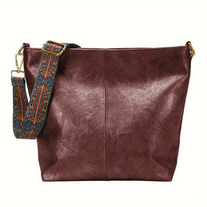 Bolsa Hobo com Alça Geométrica - Grande Capacidade, Retro Crossbody