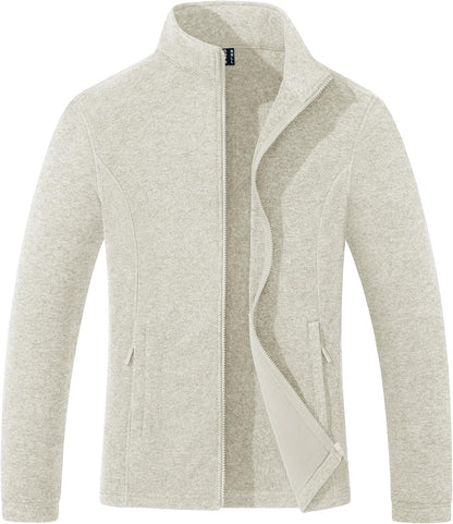 Women's Fleece Jacket Zip Up Coat Lightweight Soft Warm Long Sleeve Jackets with Pockets for Winter