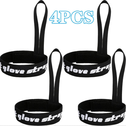 2-Pack/4-Pack Black Polyester Ski Glove Straps, Knit Fabric Wristbands for Secure Glove Hanging, Winter Outdoor Skiing Accessories, Suitable for Comprehensive Training, Ideal Gift for New Year and Valentine'S Day