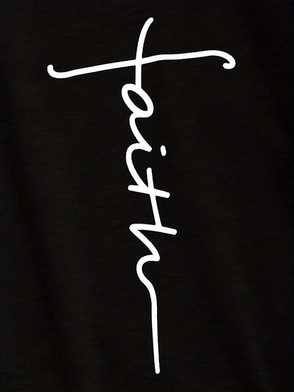 Moletom com capuz com estampa de letras e cordão - Moletom casual de manga comprida