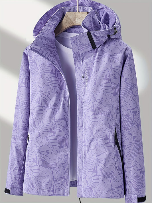 Women'S Casual Windbreaker Jacket with Removable Hood - Lightweight, Waterproof, Zippered, Long Sleeve, Stand Collar, Polyester Lining, Outdoor & Casual Wear, Casual Jacket | Stand Collar Jacket | Zippered Jacket