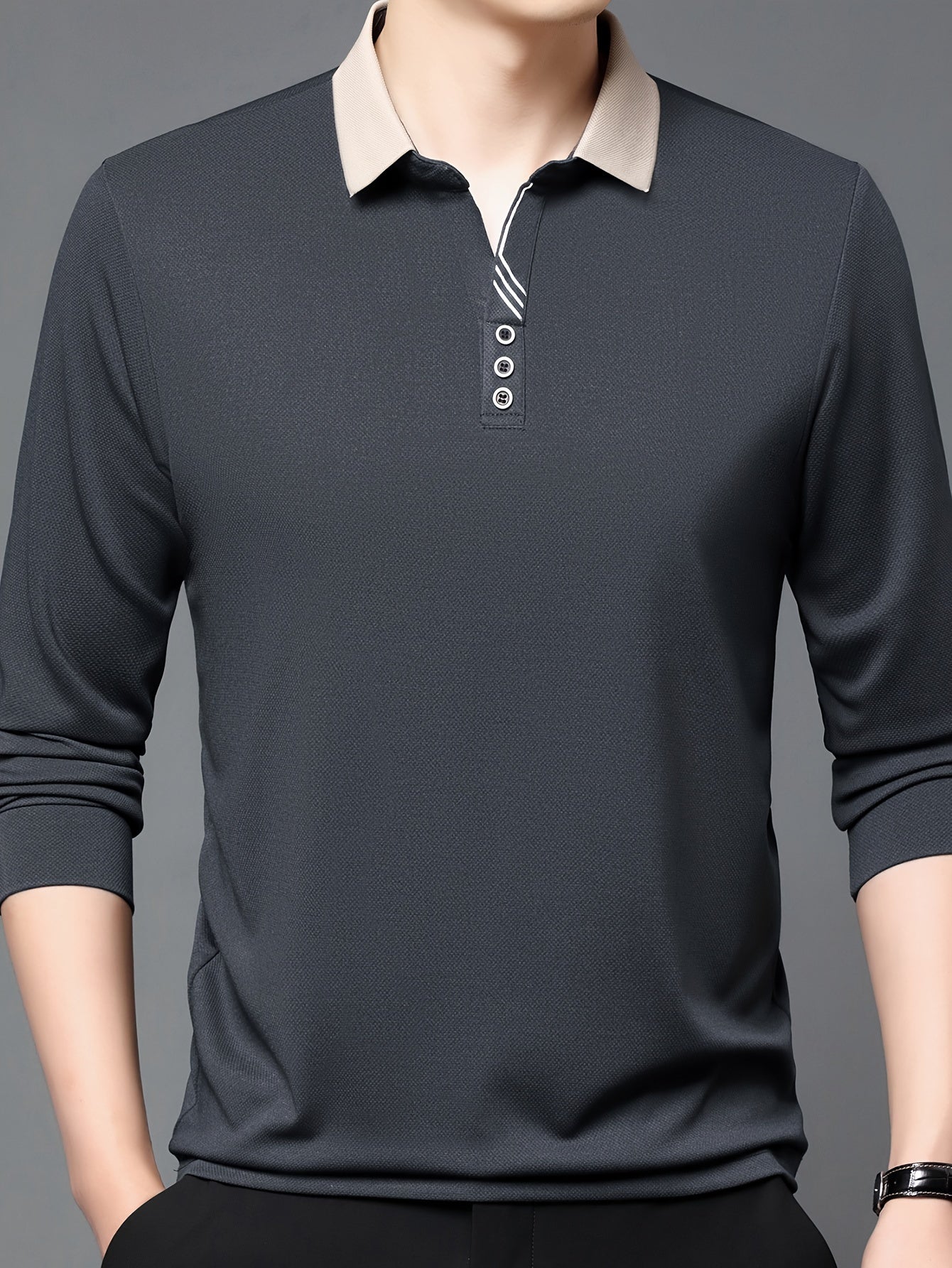 Camisa de manga comprida elástica leve masculina para golfe e uso casual