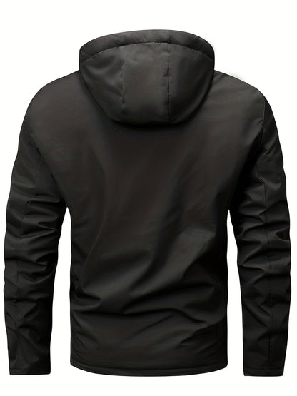 Casaco de lã com capuz masculino, casaco casual de inverno