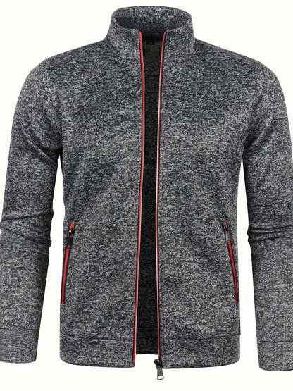 Herren-Cardigan mit Reißverschluss, lässiger Pullover für Herbst/Winter
